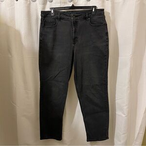 American Eagle Mom Jeans High Rise Classic Straight Leg Charcoal Black Denim 18